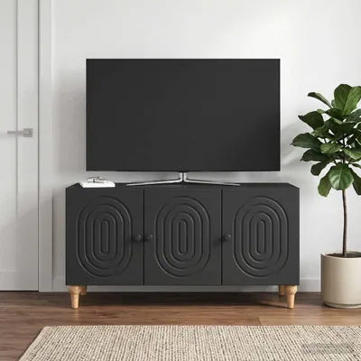 Zdjęcie produktu dla Szafka pod telewizor vidaXL, czarna, 99 x 34,5 x 50 cm, materiał drewnopochodny