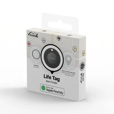 A product box for a MiLi LifeTag smart geo tag.