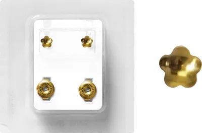 Produktbild von Erstohrstecker Chirurgenstahl vergoldet Sterile Ohrstecker mit Blume 4mm