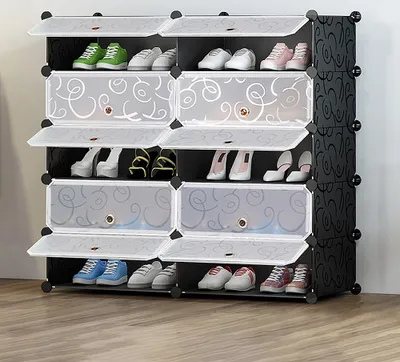 Produktbild von Schuhschrank aus Kunststoff Schuhregale Schuhständer 10 Fächer Regalsystem Schuhablage 90x36x87cm