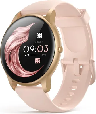 Produktbild von Smartwatch, runde Armbanduhr mit personalisiertem Bildschirm, Musiksteuerung, Herzfrequenz, Schrittzähler, Kalorien, usw. IP68 Wasserdicht