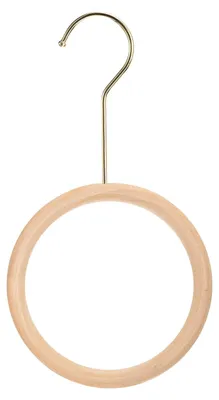 Holz-Kleiderbügel mit Ringen, 15 cm Haken, gold