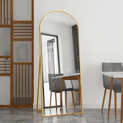 Obrázek produktu pro ProximaX Zakřivené horní zrcadlo s kulatými rohy, 180 x80 cm, zrcadlo s plnou délkou, velké, volně stojící, závěsné, stojící zrcadlo jako toaletní zrcadlo do obývacího pokoje, zlatá barva