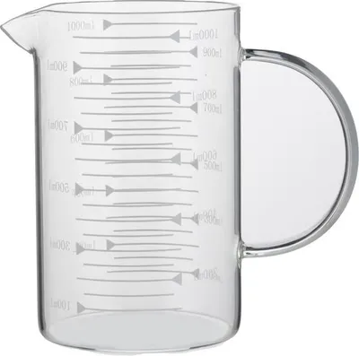 Produktbild von Messbecher, Ø 10 cm, 1,0 ltr., mit 50 ml Skalierung, Borosilikatglas