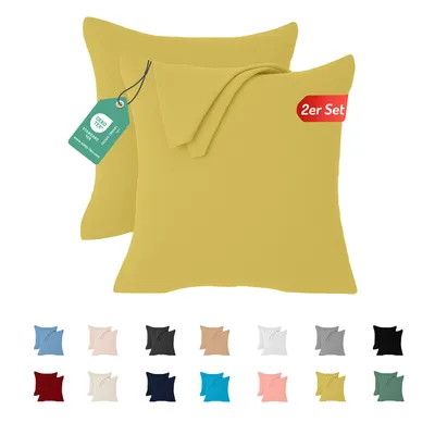 Produktbild von Jersey Kissenbezug 2er Set 40x40 cm 100% Baumwolle Gelb