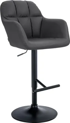 Produktbild von Barhocker TUBEL - Kunstleder Schwarz 57x59x97 cm Schwarz | Barstuhl Höhenverstellbar Mit Lehne Drehbar Tresenhocker Tresenstuhl Kneipenhocker