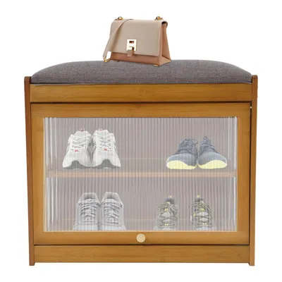 Zdjęcie produktu dla 50 * 44 * 32 cm Ławka na buty do strefy wejściowej, ławka na buty z poduszką, ławka do przechowywania butów