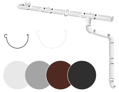 Produktbild von Regenrinnen Komplettset Dachflächen < 100m² PVC in 4 Farben RainWay S