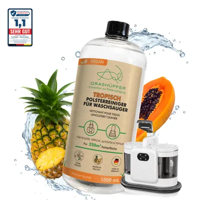 Produktbild von GRASHÜPFER® Polsterreiniger 1 Liter Konzentrat für 250qm Polsterfläche "Tropischer Früchte Duft" für alle Wasch- und Nasssauger
