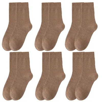 Produktbild von 6 Paar Damen Crew Socken Baumwolle Socken Atmungsaktive Sportsocken Freizeitsocken, Braun
