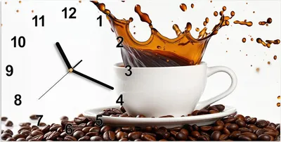 Produktbild von Wanduhr aus Glas mit Motiv Kaffeespritzer- 60 x 30 cm - inkl. Aufhängesystem