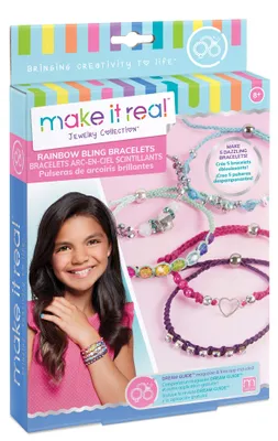 Productafbeelding van Make it Real Regenboog-glitterarmbandjes, knutselset voor kinderen, vanaf 8 jaar, meerkleurig