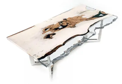 Image de Table de cuisine époxy Table de salle à manger Table 220 cm bois blanc