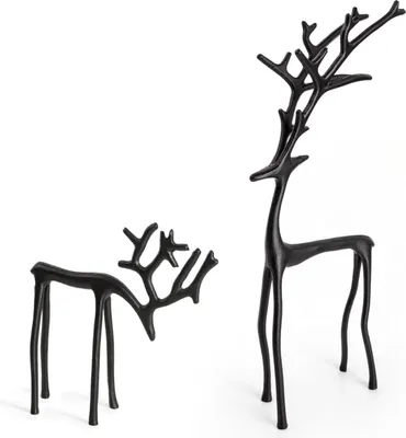 Produktbild von Schwarze Rentier Metall Weihnachtsdeko Modern Weihnachten Deko Innen Fensterbank Elch Hirsch Deko Figuren (A&B)