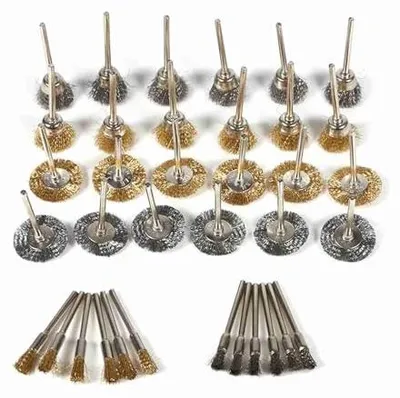 Produktbild von Drahtbürsten Set, Polierbürsten, 36-teilig aus Messing und Stahldraht für Bohrmaschine