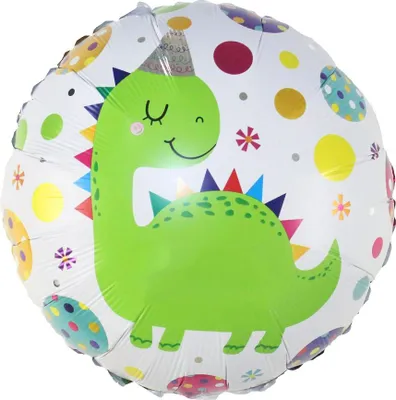 Zdjęcie produktu dla Balon foliowy Dinozaur w czapeczce, 36 cm