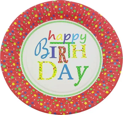 Obrázek produktu pro Papstar jednorázové papírové talíře Happy Birthday bezpečné pro potraviny 10 kusů