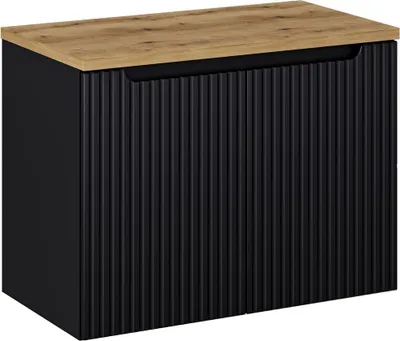 Produktbild von Waschtisch-Unterschrank 80cm, in schwarz mit Eiche, NEWPORT-56-BLACK