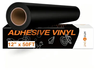 Image de Film adhésif en vinyle auto-adhésif, format rouleau, finition mate, couleur noire, matériau PET, dimensions 30 x 1500 cm, compatible avec Cricut, Silhouette et Cameo