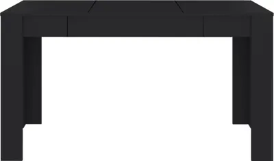 A black table viewed from the front against a white background.