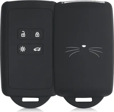 Produktbild von kwmobile Autoschlüssel Hülle kompatibel mit Renault 4-Tasten Smartkey Autoschlüssel (nur Keyless Go) - Silikon Schutzhülle Schlüsselhülle Cover Katze