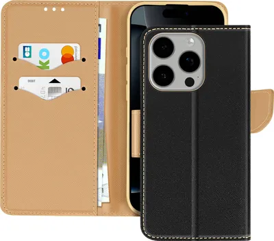 Immagine prodotto di Avizar, Custodia portafoglio Apple iPhone 16 Pro Max con slot per carte, nero/oro