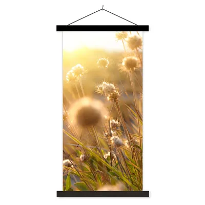 Produktbild von MuchoWow® Textilposter Pflanzen - Natur - Blumen - Sonne - Horizont 60x120 cm mit schwarzem Rahmen - Magnete