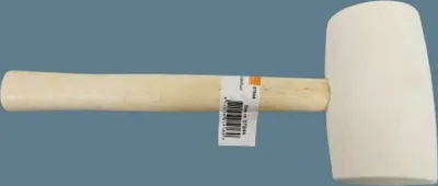 Produktbild von Gummihammer 454g mittelhart Weiß mit Holzstiel, Kopfdurchmesser 5,5cm, Kopflänge 8cm