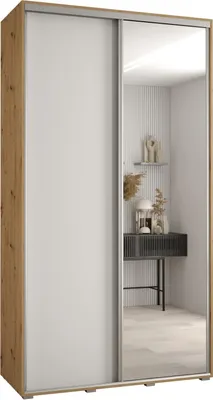 Produktbild von MEBLE KRYSPOL Cannes 3 Schrank mit 2 Schiebetüren - 205,2x140x60 cm - Artisan Weiß Silber