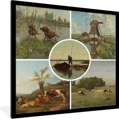 Produktbild von MuchoWow® Gerahmtes Poster Kunst - Niederlande - Collage 40x40 cm - Poster mit Schwarzem Bilderrahmen Wandposter Rahmen Foto Bilder - Mit Rahmen - Wanddekoration Schlafzimmer