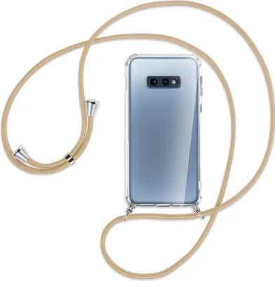 Produktbild von Handykette Backcover-Schutzhülle mit Band (Metall silberfarben) für Samsung Galaxy S10e - caramel