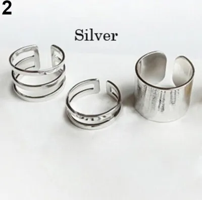 Produktbild von 3 Teile/satz Finger Midi Spitze Finger Knuckle Offene Ringe Schmuck Charms Weihnachten Geschenk-Silber