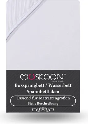 Produktbild von Premium Jersey Spannbettlaken 140x200 cm - 160x220 cm + 40 cm Boxspringbett mit Elasthan weiß