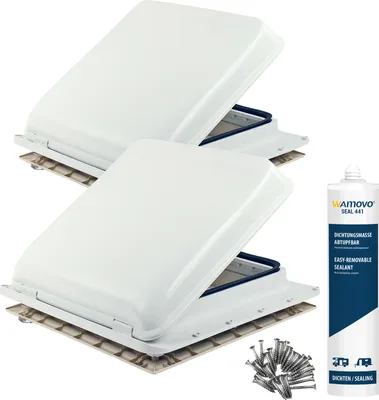 Produktbild von 2x Dachfenster Fiamma Vent 40x40 cm Weiß + Dichmittel + Schrauben