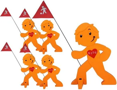Produktbild von StreetBuddy - Warnfigur, Warnaufsteller, Warnschild Kindersicherheit Mehrfachsett (Orange, 5er Pack)