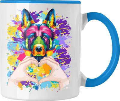 Produktbild von Trendation - Schäferhund Besitzer Farbe Love Tasse Geschenk Lustiger Spruch Geschenkidee Schäferhund Besitzerin (Blau)