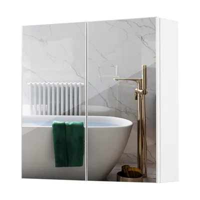 Produktbild von Mondeer Badspiegel Spiegelschrank mit 2 Türen Hängeschrank 45 x 12.9 x 45 cm