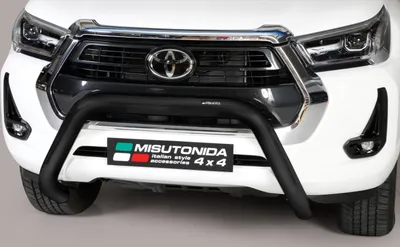 Produktbild von J&J AUTOMOTIVE | Ladekantenschutz Stoßstange Schweller Für Toyota Hilux ab 2021 Ø 76mm Schwarz, Edelstahl Chrom, Auf Stoßfänger, Hinten, Stoßstangen, Ladekantenschutz, Kofferraum Schutz