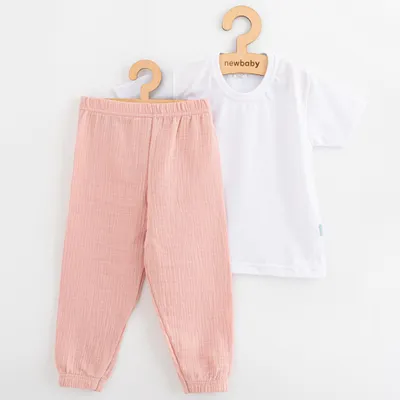 Produktbild von Baby-Baumwoll-T-Shirt und Musselin-Hose Set Neues Baby Kindergarten Rosa, Gr. 104 (3-4r)