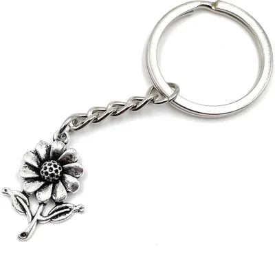 Produktbild von Onwomania Sonnenblume Blüte Blume Flower Schlüsselanhänger Metall Glücksbringer in Alu Geschenkbox, ideal zum Verschenken