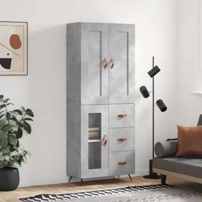 Produktbild von The Living Store Highboard Betongrau 69,5x34x180 cm Holzwerkstoff