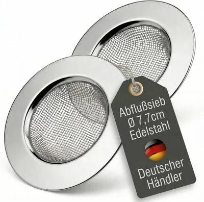 Imagen del producto de Colador para desagüe con malla fina, ideal para bañeras, duchas y fregaderos de cocina. Modelo 5187. Juego de 2 unidades. Acero inoxidable