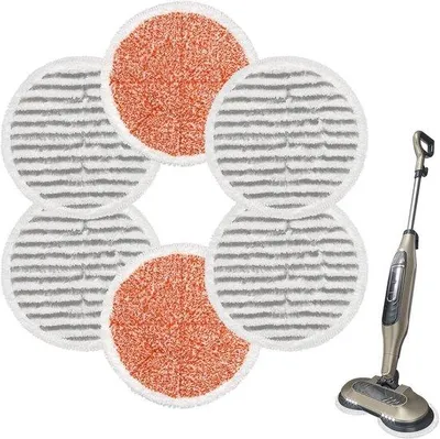 Image de Tampons pour nettoyeur vapeur - 6 pièces - Tampons de nettoyage en microfibre - Avec 2 tampons à récurer - Nettoyage et désinfection