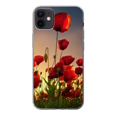Produktbild von MuchoWow® Handyhülle Schutzhülle Hülle für iPhone 12 mini Bunter Himmel über einem Mohnblumenfeld in Dänemark Silikon Softcase Handy Hülle - Bild