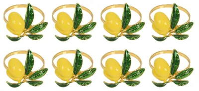 Serviettenringe 8-teilig, Zitronenmotiv, gold, 4,8 x 3,5 cm