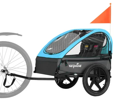 Produktbild von Sepnine BT609 Kinder-Fahrradanhänger – 2 Kinder, faltbar, wasserdicht - Blau