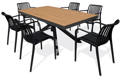 Produktbild von 6-sitzige Garten-Essgruppe aus Aluminium – Anthrazitgrau