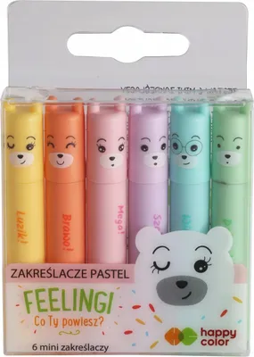 Zdjęcie produktu dla Zakreślacze Mini 6Kol Pastel Happy Color A'20 8938