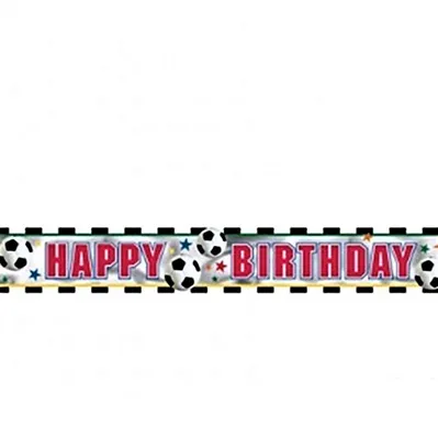 Produktbild von 1 Banner Geburtstag Girlande 3,66M Happy Birthday Motiv Fussball Party