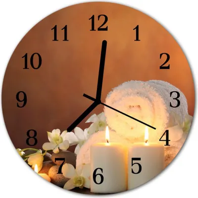 Produktbild von Glasuhr Wanduhr Küchenuhr Echt-Glas 30fi cm Spa Kerzen weiß orange